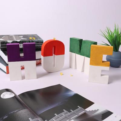 China Easy to Release Concrete Silicone Alphabet Mold Cement Letters Cast Concrete Ornaments Decoration 16*12*3cm for sale