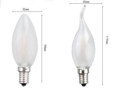 China C35 E14 Edison COG lamp LED Filament Bulb Candelabra Light clear and forsted milky cover for sale