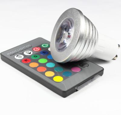 China 3W RGB LED COB Spotlights bulbs RGB led remote controller lathe aluminum housing GU10 E27 for sale