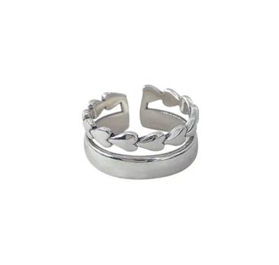 China New fashion ring s925 2021 nc vintage korean double-layer niche love designer fashion sterling silver plated luxury adjustable ring for sale