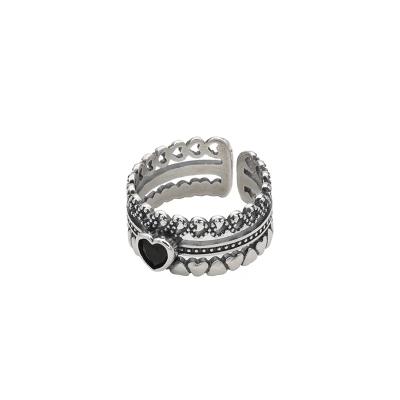 China Retro Vintage 925 Love Ring Silver Plated Female INS Non Fading Ring Personality Heart-Shaped Opening Tail Adjustable Ring for sale