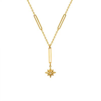 China CLASSIC Women's Chic Luxury Titanium Steel Color Preserving European and American Statistical Star Pendant Necklace Designer Jewelry for sale