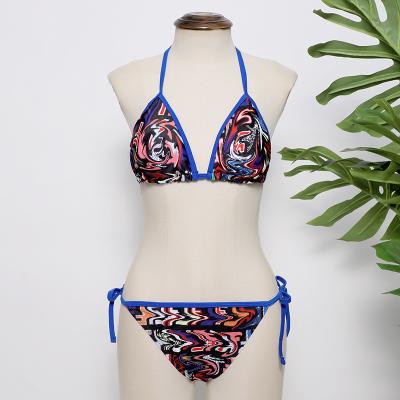 China Wholesale 2022 Plus Size Luxury Swimwear For Women Designer Brand Logo Printed Split Double Wrap Famous Brand Chest Bikini Swimwear for sale