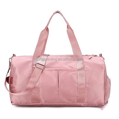 China Wholesale Custom Fashion Pink Bag Eco-friendly Printing Stretching Waterproof Polyester Oxford Luggage Gym Sport Travel Portable Bag for sale