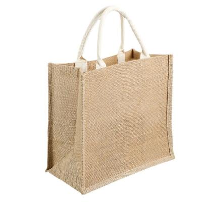 China Factory Supplier Eco-Friendly Wholesale Custom Logo Jute Handle Tote Bag Shopping Bags for sale