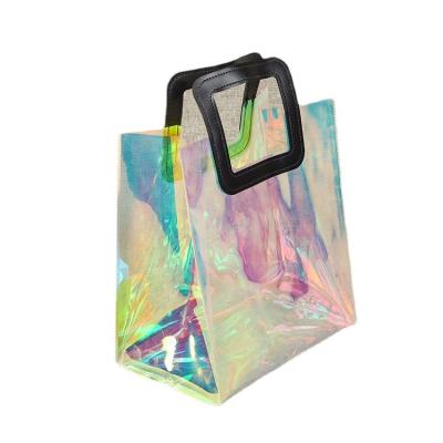 China Colorful Custom Plastic PVC Transparent Shopping Tote Bag Durable Cheap Prices Recyclable for sale