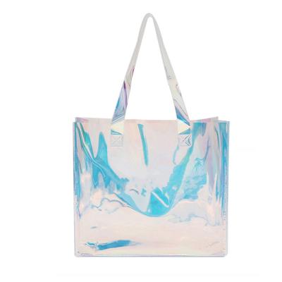 China High Quality Custom Women's Store Bag Clear Plastic PVC Waterproof Waterproof Tote Bag With Handle for sale