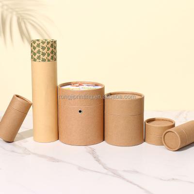 China Recyclable Biodegradable Round Paper Tube Cardboard Custom Cosmetics Cylinder Packaging Kraft Paper Box With Lid for sale