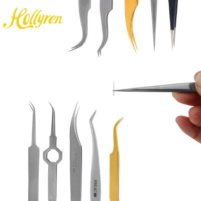 China Volume Lashextension Tweezers Beauty Tool Grafted Laah Tweezer Applicator Tip Penseta Stainless Steel Pointed Tweezers With Bag for sale