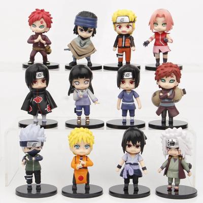 China 12pcs/set Anime 12pcs/set Shippuden Hinata Sasuke Itachi Kakashi Gaara Jiraiya Sakura Q Version PVC Figures Soft Toys Dolls Kids Gift for sale