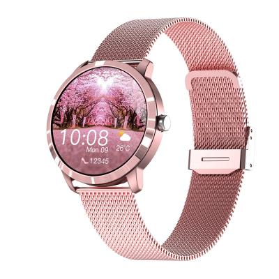 China Touch Screen Round Screen Metal Band Smart Watch Rose Gold Fitness Tracker Ladies Steel Strap 2021 OEM/ODM for sale