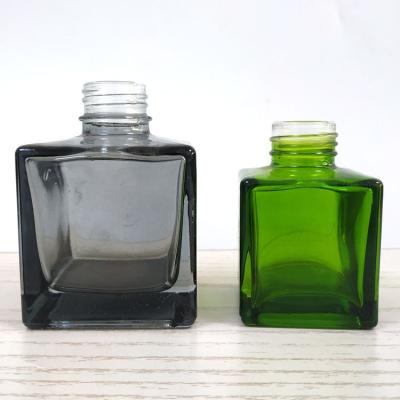 China Empty Clear Square Shape Room Personal Care Perfume Perfume Glass Reed Diffuser Bottle for sale