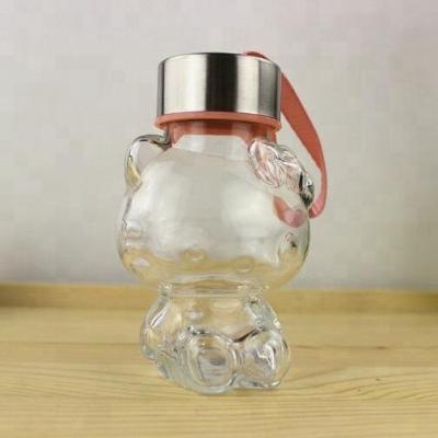 China Hello Kitty Drink Shaped Beverage Bottle Glass Food Jar Wholesale 140ml for sale