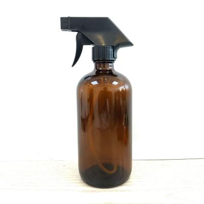 China Personal Care 500ml/16oz Boston Glass Amber Bottle With Trigger Spray For Essential Oil Liquid Cosmetic 480ml Bottle With Lotion Pump Xuzhou for sale