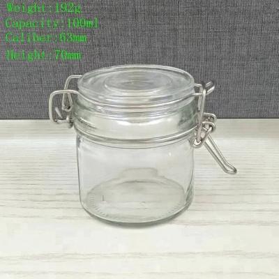 China Wholesale Empty Food Glass Food Preservation Jars With Clip Lids 100ml 200ml for sale