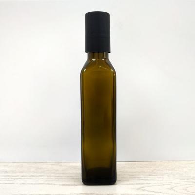 China Deep Green Cooking Oil 250ml 500ml 750ml 1000ml Square Packing Amber Olive Oil Glass Bottle For Cooking Oil for sale