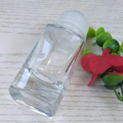 China Personal Care 80ML Roll-On Glass Bottle With Transparent Ball And Ball Seat for sale