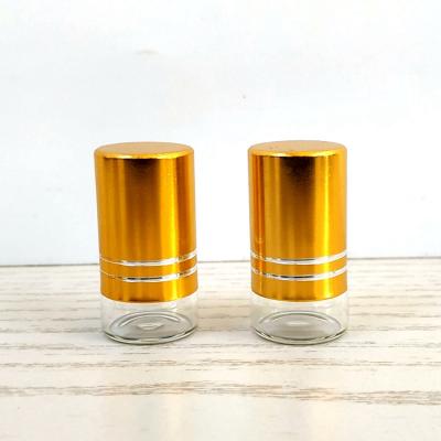 China Xuzhou Factory Free Sample Personal Care Essential Oil 1ml Perfume 2ml 3ml 5ml Mini Small Amber Glass Bottle With Metal Cap for sale