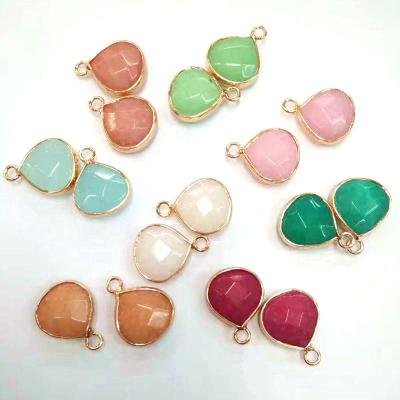 China Matte Aqua Blue Onyx Agate Green Onyx Gold Vermeil Framing Charm Colored by Crystal Drop Connector Rose Quartz for sale