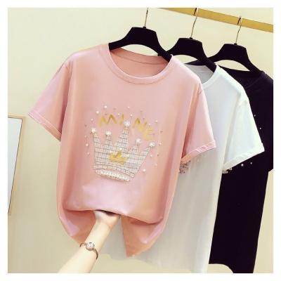 China Wholesale Breathable Design Loose Feeling Pin Foreign Trade Small Short-sleeved Blouse Women for sale