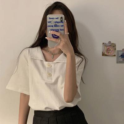 China New breathable French T-shirt polo meat female loose thin short-sleeved jacket for sale