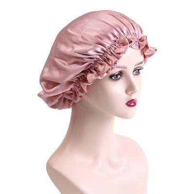 China Solid Color Sellable Popular Women Love Mulberry Simple Design Sleep Hat Double Layer 100% Silk Hood for sale