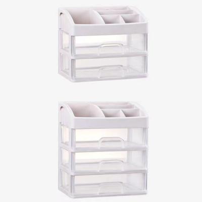 China Large Storage Box Drawers Women Acrylic Makeup Organizer With Mirror Led Light for sale