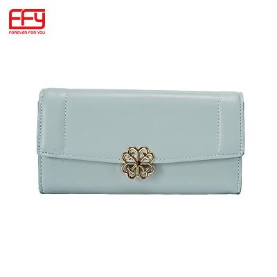 China NO 2022 New Style Women PU Long Leather Wallet Lady Triple Clutch Purses for sale