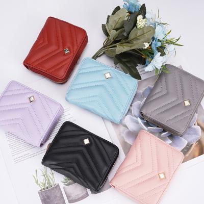 China None 2021 Wholesale Color Women Mini Candy Color Ladies Short Purse Simple Zipper Wallets Ladies Wallet for sale