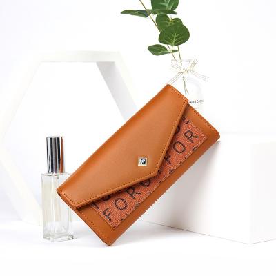 China New Styles Women PU Leather Long Envelope Purse Classic Clutch Wallet With Letter Pattern for sale