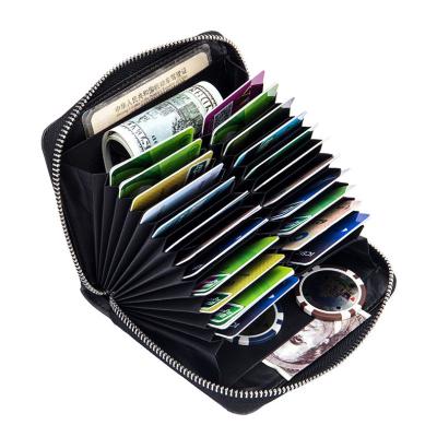 China Men's RFID Blocking Genuine Leather Zipper Wallet Card Holder Credit Card Wallet Unisex for sale