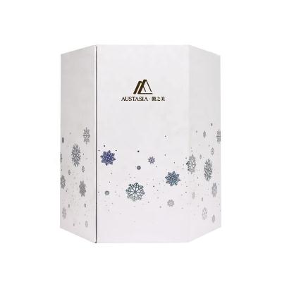 China Disposable Custom White Hexagon Folding Packaging Gift Paper Boxes Christmas Decoration Birthday Gift Box for sale