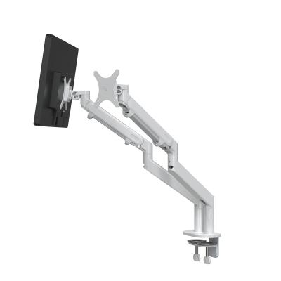 China Dual Monitor Arm Bracket supplier provides a silver 360 rotating and easy installation of dual-arm lcd screen bracket arms for sale