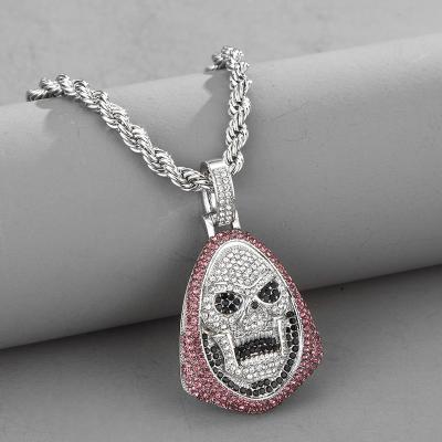 China Wholesale New Style Skeleton Necklace Hip Pendant Full Diamond Necklace Eco-Friendly Stylish Couples Necklace for sale