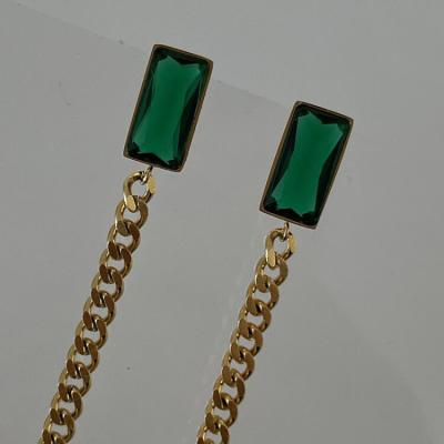 China Eco-Friendly Green Female Noble Stud Earrings 925 Sterling Silver Stud Earrings Tassel Chain Earrings Fashion for sale