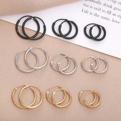 China Small metal earrings hip hop personality circle earrings simple circular punk earrings eco-friendly earrings for sale