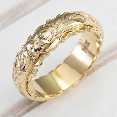 China Eco Friendly Rings 14k Gold Plated Rings For Women Flower Rings Jewelry For Guam Samoa Polynesian Jewelry for sale