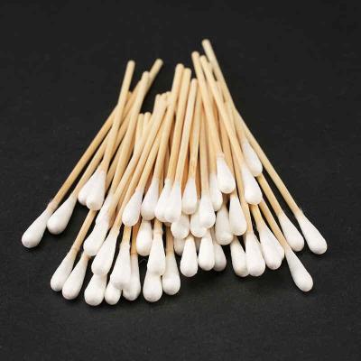 China 100% Natural Cotton and Eco-friendly Manufacturer Hot Sale Disposable one Head Cotton Swabs pointed tip wooden stick cotton swab cotton bud for sale for sale