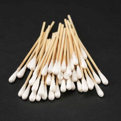 China 100% Natural Cotton and Eco-friendly Customizable logo Double-headed design Eco friendly Organic Cotton Swabs Wood Cotton Swabs for sale for sale