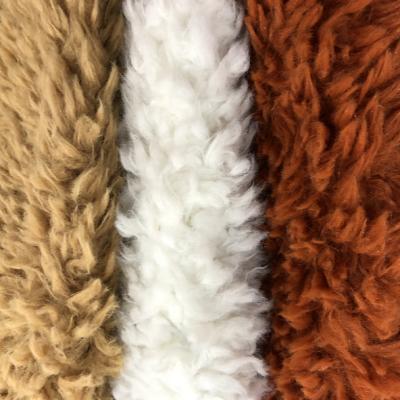 China High Memory Long Hair Pile Sherpa Fleece Plush Fabric For Garment Lambswool Imitation Of Cashmere for sale