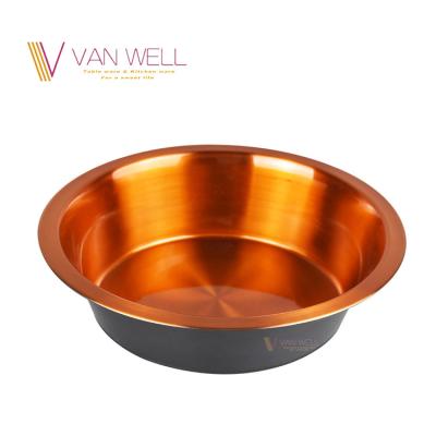 China Non-automatic stainless steel, easy clean and rust free, gold dog bowl with non-slip silicone bottom black for sale