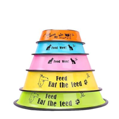 China Non-automatic multicolor and cute animal models, stainless steel pet basin with non-slip silicone bottom for sale