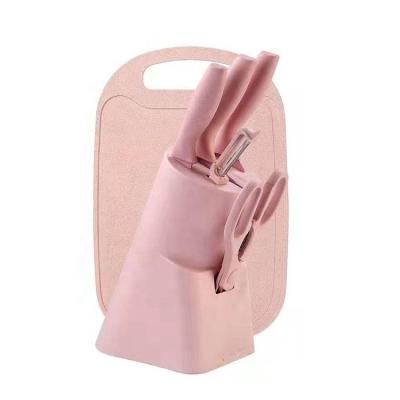 China Shopee Lazada Hot Sale Wheat Straw Kitchen Accessories Tools Knife Set Beige Pink Green Stocked for sale