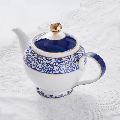 China Art Decor Classical Decal Design Tea Set Ceramic Pot Soft Bone China Teapot for sale