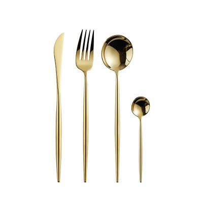 China Gold Wedding Cutlery Set Logo Restaurant Catering Steak Stainless Flatware Knife Fork Viable Luxury Custom Steel Spoon for sale