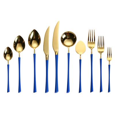 China Restaurant Hotel Steak Knife Dinner Fork Spoon Flatware Luxury Wedding Viable Cutlery Set Stainless Steel Gold Cutlery for sale