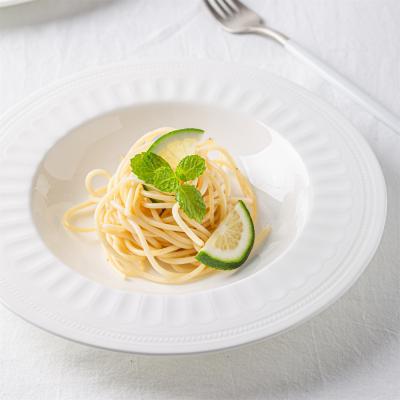 China Rome Style Hotel Dinnerware Stocked Classic Serving Dish Set White Bone China Pasta Dish Restaurant Dishes for sale