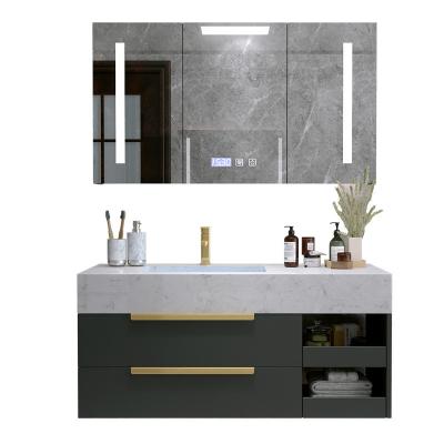 China Cheap modern white/black modern wall mirror wash bathroom cabinet with led light and handle made in china for sale