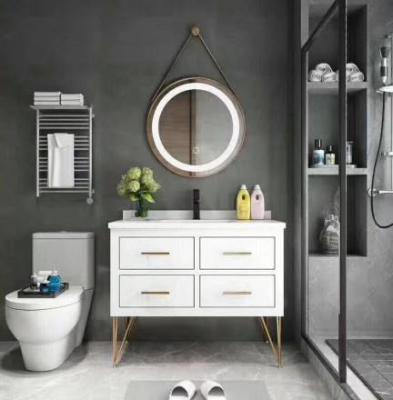 China Beautiful good quality modern American style bathroom vanity cabinet with mirror with drawers and doors for sale