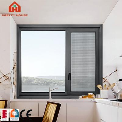 China Magnetic Screen Hot Sale Wholesale Price 72 x 72 Fixed Aluminum Black Casement Window for sale